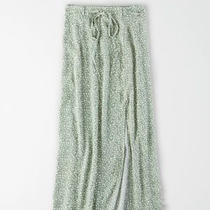 AE High-Waisted Floral Slit Midi Skirt